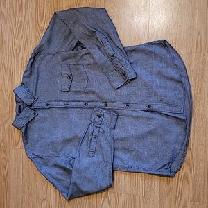 J. Crew Men's Slim Fit Long Sleeve Glen Plaid Blue Button Front Shirt Size L